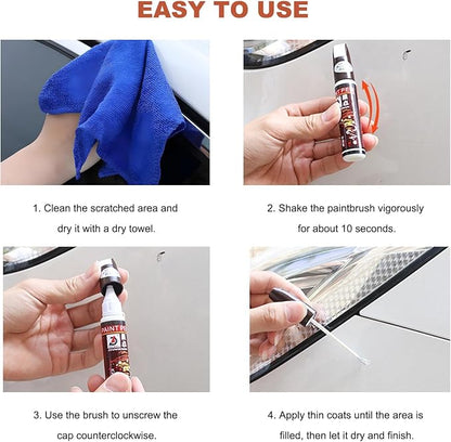 Touch Up Paint for Cars, Two-In-One Auto Body Scratch Repair Gloss Fill Pen, Professional Easy & Quick Scratch Remover Paint Pen for Most Vehicles, Car Accessories (Silver Gray)