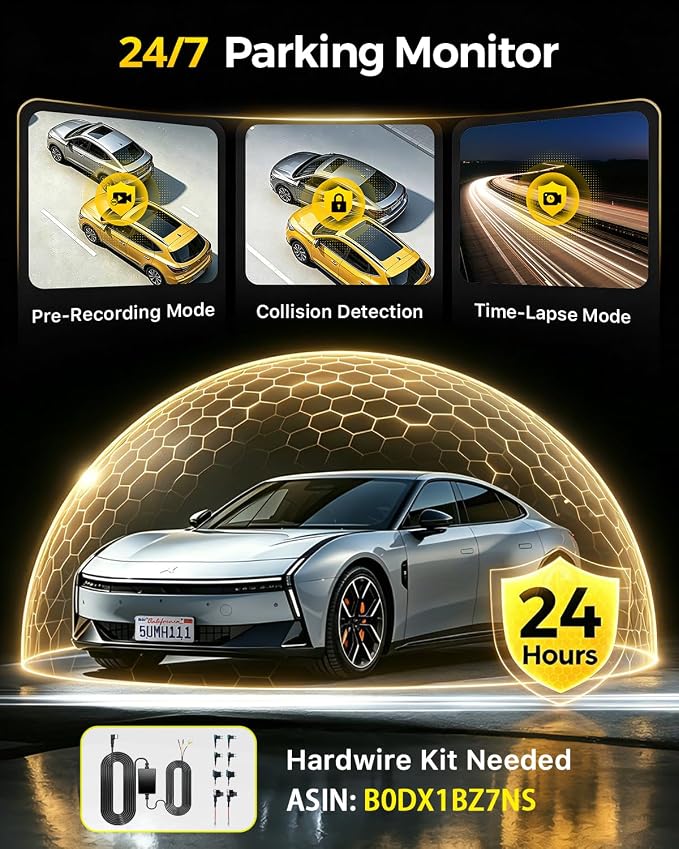 GKU 4K Dual Dash Cam Front and Rear, STARVIS 2 Sensor, 5.8GHz WiFi6 Up to 20MB/s, Voice Control, Dash Camera with GPS, WDR Night Vision, 24H Parking Mode, Loop Recording, Supercapacitor(No SD Card)