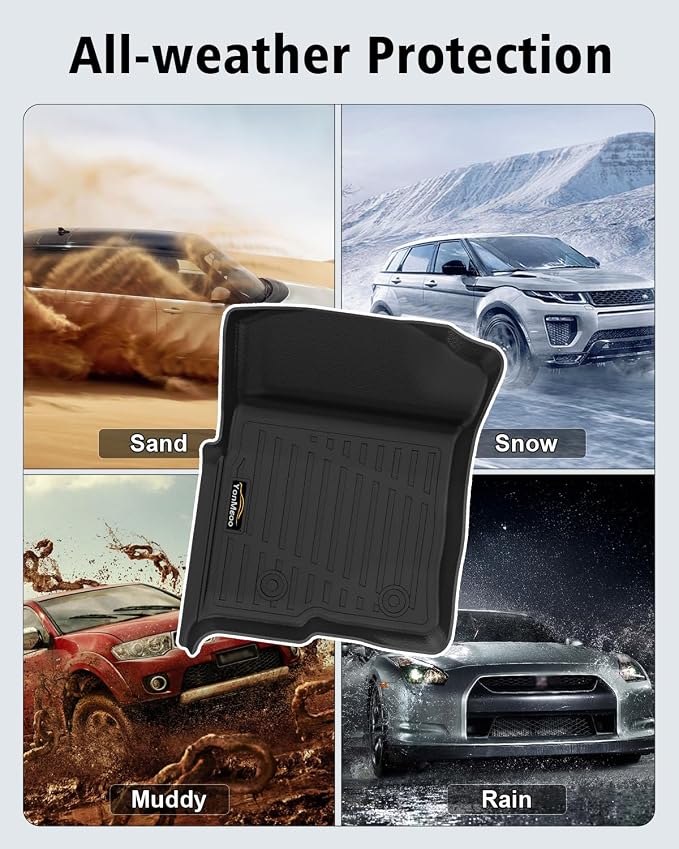 Floor Mats for 2010-2014 Ford F150 SuperCrew/Crew Cab with 1st Row Bucket Seat All Weather TPE Floor Liners Custom Fit for F-150 1st & 2nd Row Anti-Slip Full Set Car Mats