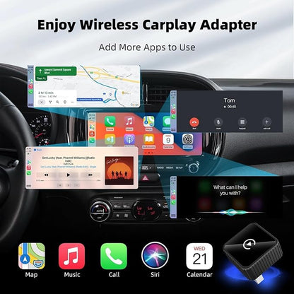 2026 Wireless CarPlay & Android Auto Adapter for iPhone & Android, 2-in-1 Mini Metal Dongle, Plug & Play Auto-Connect, Zero Latency Wireless Car Adapter for OEM Wired Radios (Black)