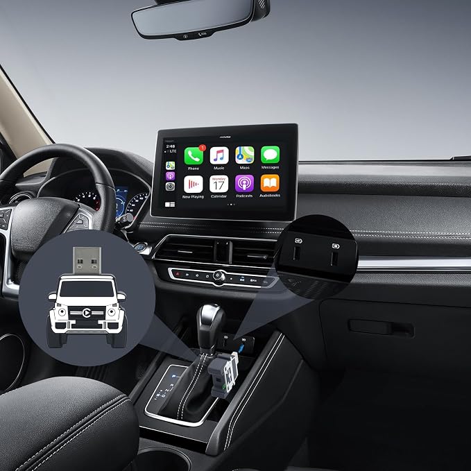 Wireless CarPlay Adapter for iPhone - for Daily Commute & Road Trip, No App Needed, Plug & Play Convert Wired to Wireless, Ultra-Compact 4x4 SUV Design with Low Latency - White