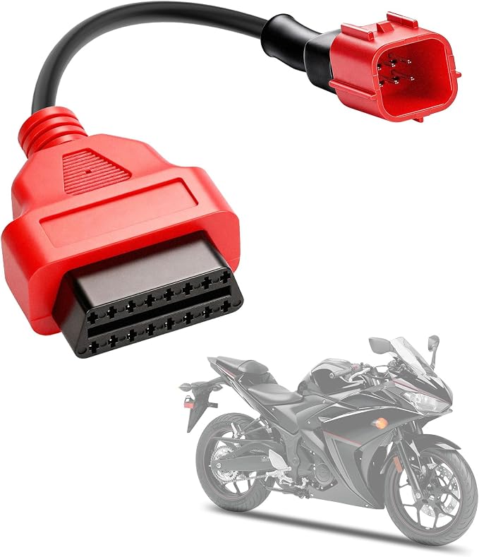 OBD2 Diagnostic Cable Adapter 16-Pin to 6-pin Compatible with M3 Motorcycle Diagnostic Tool, OBDII Generation IV 6P for Honda Kawasaki Yamaha Suzuki EUROV Motorcycles