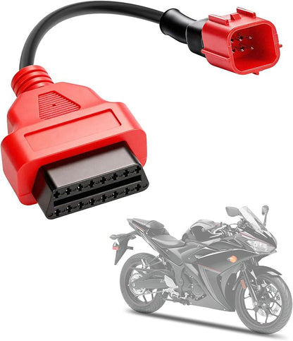 OBD2 Diagnostic Cable Adapter 16-Pin to 6-pin Compatible with M3 Motorcycle Diagnostic Tool, OBDII Generation IV 6P for Honda Kawasaki Yamaha Suzuki EUROV Motorcycles