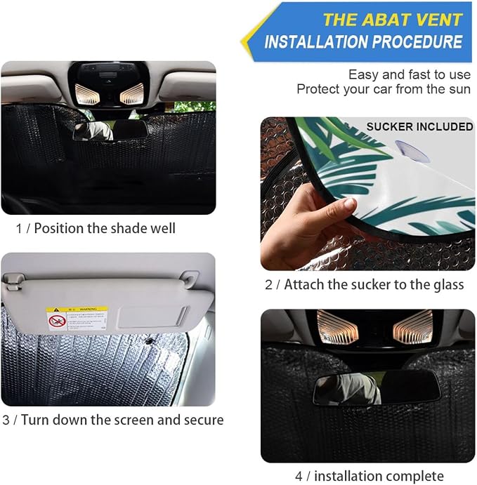 Cars Front Sun Shade Windshield,Foldable Reflective Sun Visor Tropical Palm Tree and Leaves Windshield Sunshade Cover,Blocks UV Ray Sun Protect Interior Keep Cool,55" x 27.6"