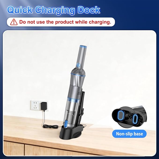 Stick Handheld Vacuum Cordless, Powerful Suction with Lightweight, Portable Rechargeable with Multi-Nozzles One-Touch Empty Dust Cup, HEPA Filter Vacuum for Home Pet Hair Car Office (VA004)