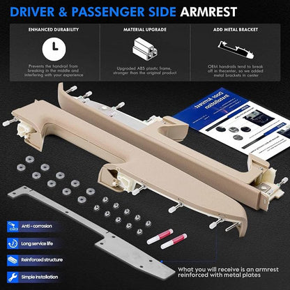 Left Driver & Right Passenger Side Armrest Repair Kit Fit for Chevy Silverado 1500 2500HD 3500HD 2010-2014 For GMC Sierra 1500 2500 HD 3500 HD 2010-2014 Door Panel with Release Handle Below Armrest