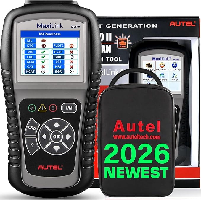 Autel MaxiLink ML519 Enhanced Mode 6 OBD2 Scanner Auto Diagnostic Scan Tool Check Engine Fault Code Reader CAN Scan Tool, Upgraded Ver. of AL319 Black