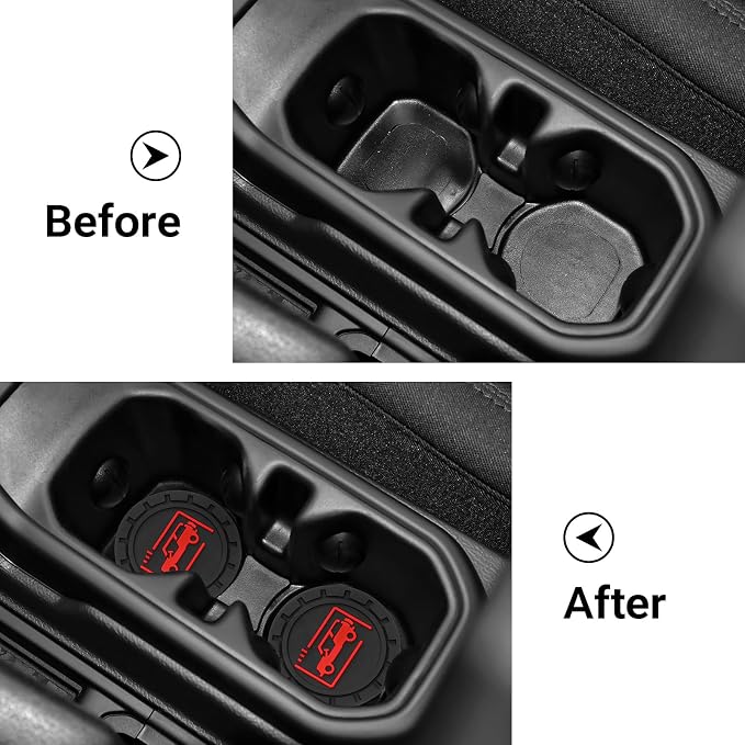 Car Cup Holder Coasters for Jeep Wrangler JL JK JLU and Jeep Gladiator JT Accessories Universal Car Cup Non-Slip Silicone Holder Coasters Interior Accessories (Black Red)