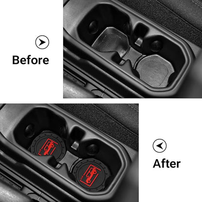 Car Cup Holder Coasters for Jeep Wrangler JL JK JLU and Jeep Gladiator JT Accessories Universal Car Cup Non-Slip Silicone Holder Coasters Interior Accessories (Black Red)