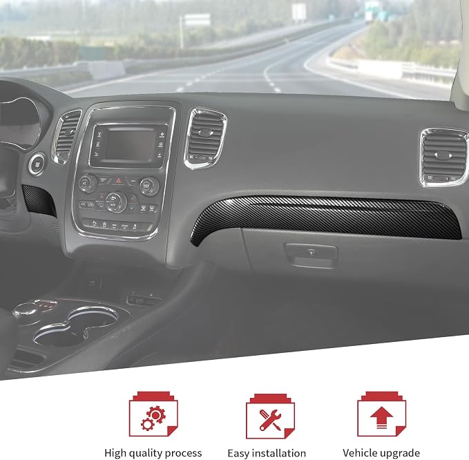 JeCar for Durango Carbon Fiber Interior Dash Panel Trim Kit Fit for 2014-2020 Dodge Durango Interior Accessories (3pcs)