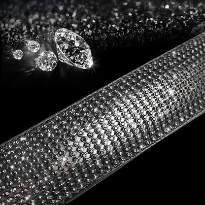 New Diamond Leather Steering Wheel Cover with Bling Bling Crystal Rhinestones, Universal Fit 15 Inch Car Wheel Protector for Women Girls Black Diamond