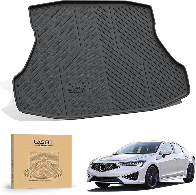 LASFIT Cargo Mat for Acura ILX 2013-2022 Sedan, Trunk Mat Cargo Liner with Raised Edges All Weather TPE Trunk Liner for Rear Cargo Area Protection, Black