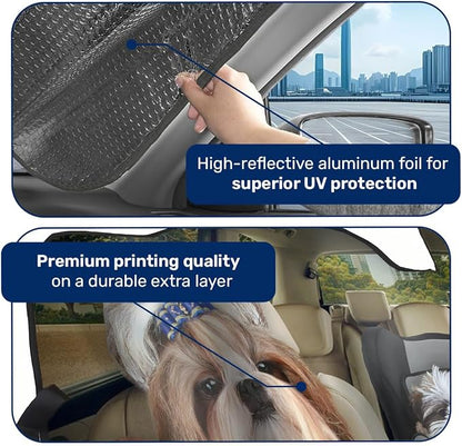 GENANY Cute Shih Tzu Dog Family Funny Windshield Sun Shade for Car SUV Truck (55x30 Inches), Sun Shade Windshield for Windows, Protector Blocks UV, Car Decor