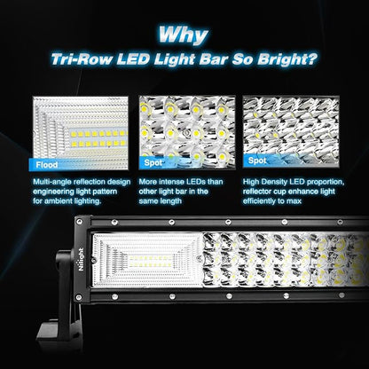 Nilight LED Light Bar 32Inch 378W Flood Spot Combo Triple Row Driving Lamp Roof Bumper Off Road LED Work Lights Pods for Van Camper Wagon Car Pickup Golf Cart ATV UTV SUV Truck Boat 4x4