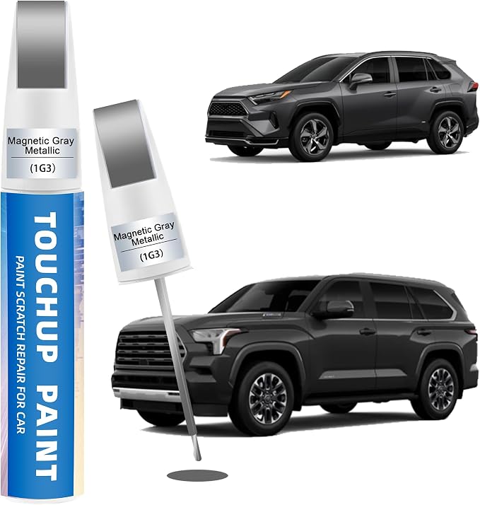 Magnetic Gray Metallic(1G3) Touch Up Paint for Toyota 2-in-1 Car Scratch Repair Pen for Rock Chips, Door Scratches & Paint Nicks Exact Color Match Quick Dry DIY Fix for RAV4 Camry Corolla
