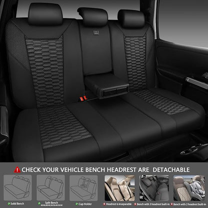 CAR PASS 3D Foam Mesh Leather Back Bench Car Seat Covers,Breathable Rear Seat Cover Universal Fit for Most Cars Sedans SUVs Vans Small Trucks 95% Automotive Backseat, Black