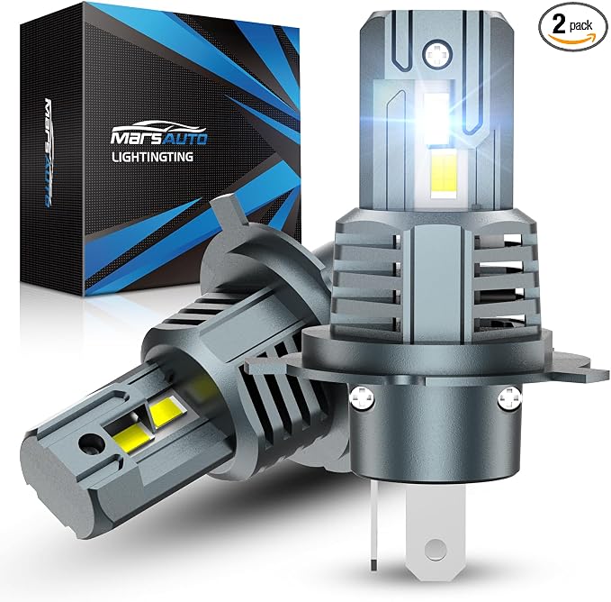 Marsauto H4 Bulb, 50000LM Brightness Output 6000K Cool White,9003 H4 Fog Bulbs IP68 Waterproof 80000Hrs Lifespan, 3Mins Installation, 2 Pack