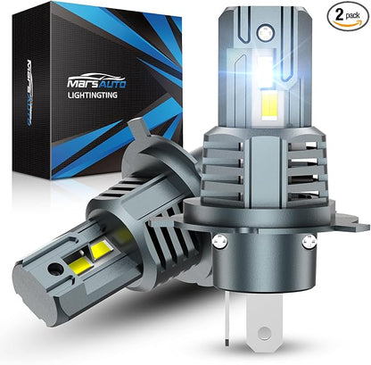 Marsauto H4 Bulb, 50000LM Brightness Output 6000K Cool White,9003 H4 Fog Bulbs IP68 Waterproof 80000Hrs Lifespan, 3Mins Installation, 2 Pack