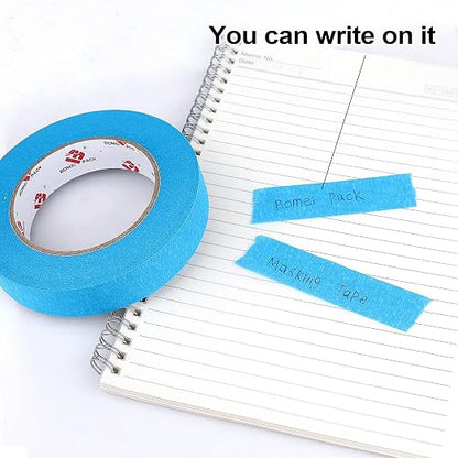 BOMEI PACK Blue Painters Tape 1 Inch Bulk - Paint Tape 6 Rolls x 1 Inch x 60 Yards - Painter's Tape Sky Blue Masking Tape for Walls Painting, DIY Crafting and School Projects, Total 360 Yards