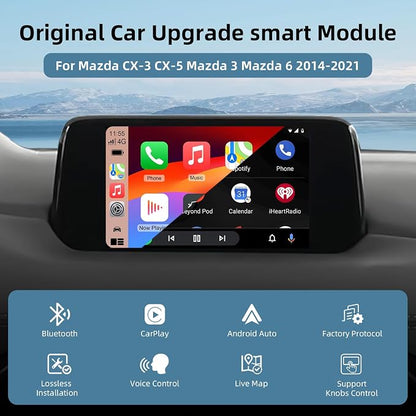 LEXXSON Android Auto & Carplay Adapter for Mazda 2/3/6/CX3/CX5/CX8/CX9/MX5/FIAT124, Retrofit Kit for MZD Connect System 00008FZ34, TK78-66-9U0C