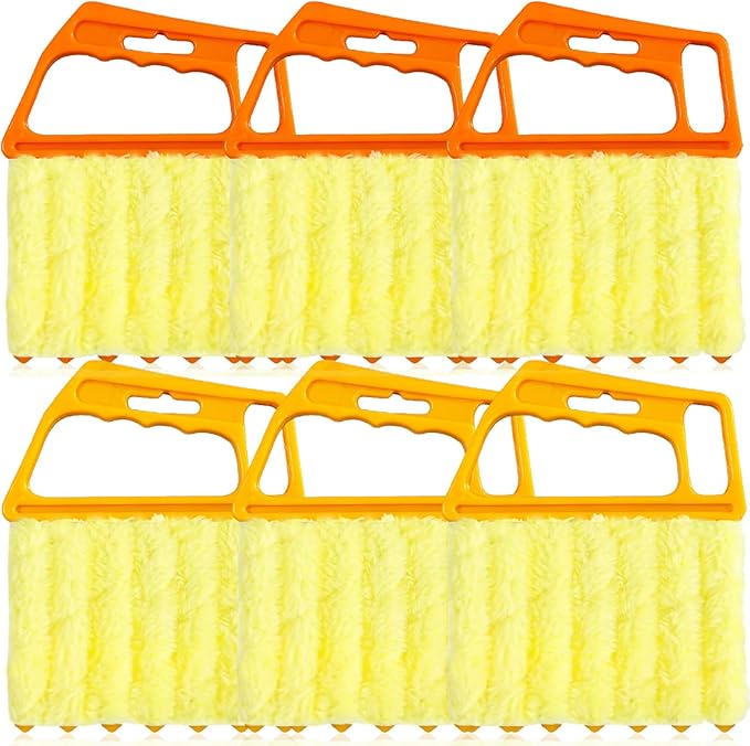 AOCEAN 6 Pcs Blind Cleaner Duster Tool, 7-Finger Dusting Cleaner Tool for Window & Air Vent, Washable Handheld Microfiber Duster Brush for Blinds Dust Dirt
