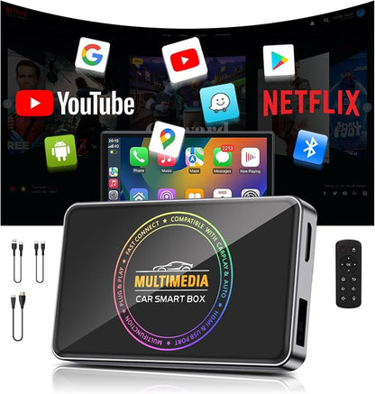 4-in-1 Ai Box Carplay 2026 Wireless CarPlay Adapter 4K HDMI Out to TV/PC/Car, Dual 5G WiFi Split Screen, Plug & Play for OEM Wired CarPlay/Android Auto Cars