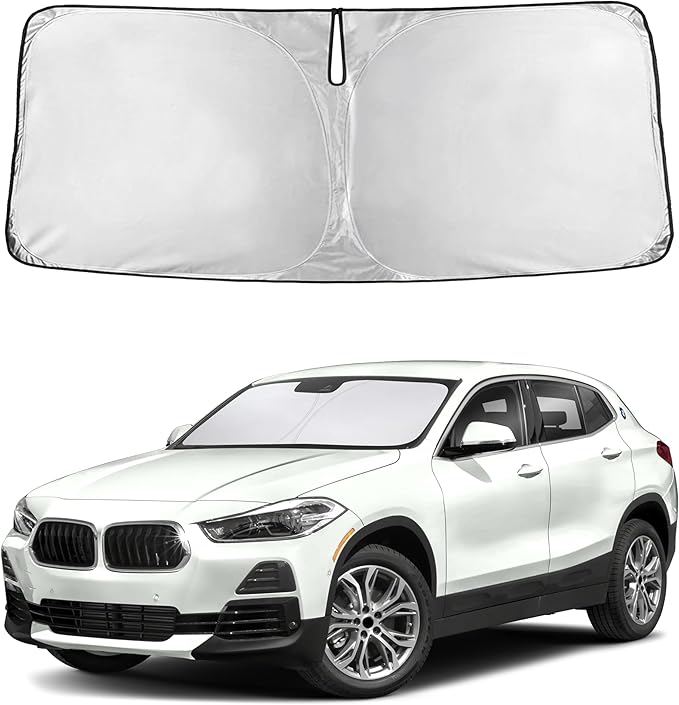 EcoNour Windshield Sunshade Compatible for BMW X2 2018-2021 2022 2023, Sun Visor for Front Windshield & Window Sun Shade Cover, UV Heat Blocker & Protector, Car Accessories