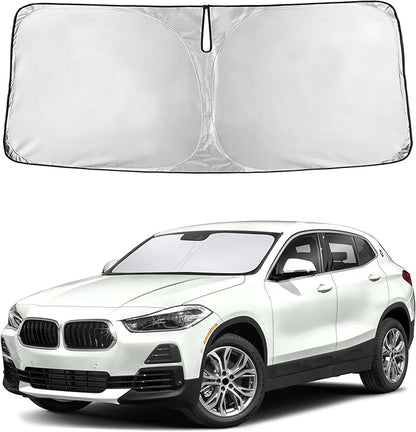 EcoNour Windshield Sunshade Compatible for BMW X2 2018-2021 2022 2023, Sun Visor for Front Windshield & Window Sun Shade Cover, UV Heat Blocker & Protector, Car Accessories