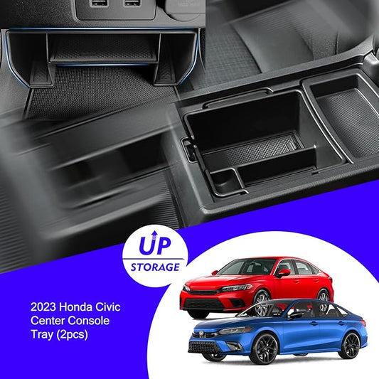 2025 2024 2023 Civic Center Console Organizer Tray for 2023 2022 Honda Civic 11th Gen Sedan Hatchback Touring EX Sport Civic 2022 Accessories 2023 Central Console Organizer Insert Tray(2pcs)-S