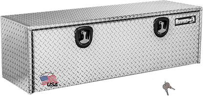Buyers Products 1705115 Diamond Tread Aluminum Underbody Truck Tool Box, 18 x 18 x 60, Made in USA, .100 in. Thick, Corrosion-Resistant, Locking Compression Latch, Secure Storage for Work Trucks