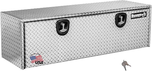 Buyers Products 1705115 Diamond Tread Aluminum Underbody Truck Tool Box, 18 x 18 x 60, Made in USA, .100 in. Thick, Corrosion-Resistant, Locking Compression Latch, Secure Storage for Work Trucks