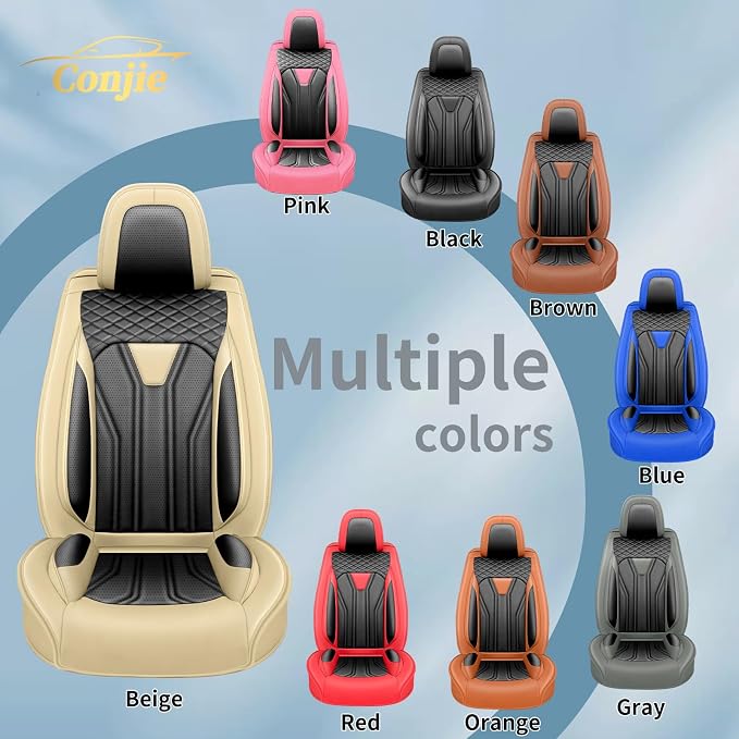 Fit Compass Car Seat Covers for Jeep Compass 2007-2025 2026 -Full Set Premium Leather, Waterproof & Breathable，All-Weather Seat Cushion Protecto & Airbag Compatible, 5 Seats Beige & Black