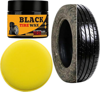 XIRUJNFD 80g Premium Tire Coating & Trim Restorer, Restores Deep Black Shine on Rubber, Tire Shine Polishing Paste with Sponge, Long-Lasting Coating Protection for Car, Truck, Motorcycle, RV (1)