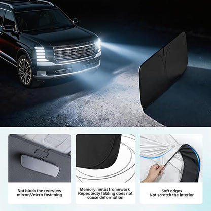 Windshield Sun Shade for Hyundai Palisade 2020-2026 Sunshade 300T Windshield Cover Protector Blocks UV Rays Custom Fit Palisade Front Window Shades Windshield Accessories Keep Cool Foldable