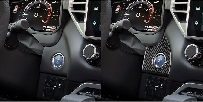 NVCNX Real Premium Carbon Fiber for Toyota Tundra 2022-2026 / Sequoia 2023-2026 2024 2025 Car Dash Push Engine Start Button Panel Cover Interior Trim Accessories Thick Overlay Sticker Decal 2PCs