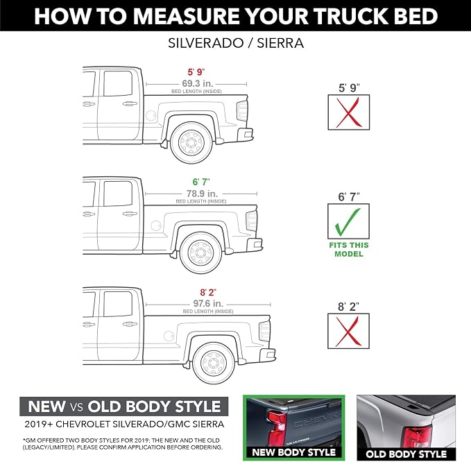 RealTruck TruXedo Lo Pro Soft Roll Up Truck Bed Tonneau Cover | 572001 | Fits 2014-2018, 2019 Limited/Legacy Chevy/GMC Silverado/Sierra 1500, 2015-19 2500/3500HD 6' 7" Bed (78.9")