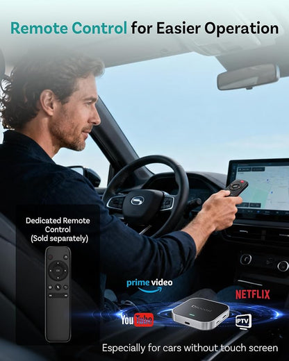 Ottocast E2 OttoAibox 2026 Car Streaming Box, Android 13 Smart AI Box with Netflix/YouTube, Wireless CarPlay Adapter, Car Video Player with Split-Screen