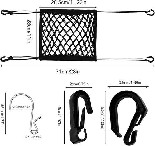 2PCS Motorcycle Bungee Cargo Net 10.3"X15.4" High Elastic Double Layer Thicken Helmet Net Luggage Rack with Adjustable Hooks for Bike Motorcycle Accessories