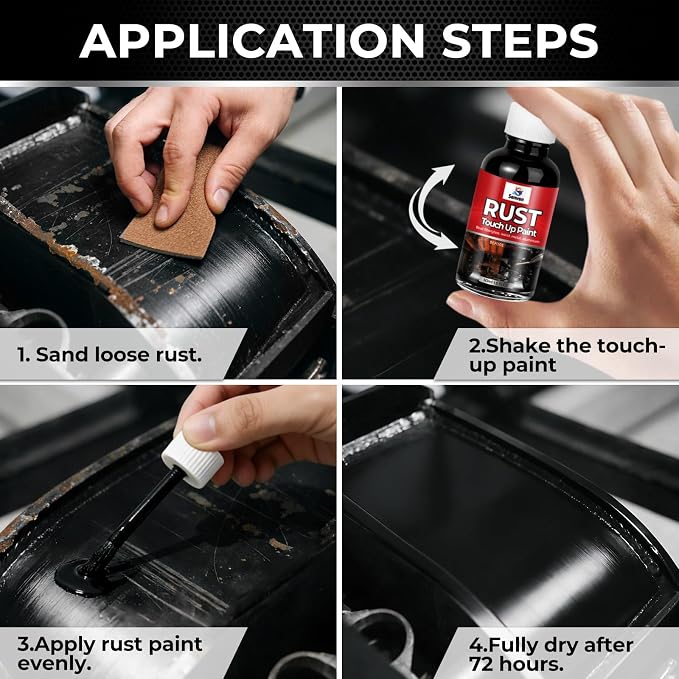 Black Touch Up Paint Rust Paints High Heat Resistant, Multi Surface Acrylic Enamel Black Touch Up Paint Pen Scratch Repair for Rust Metal,Walls,Cabinets,Appliances,Wood,Door,Furniture,Enamel, 30ml