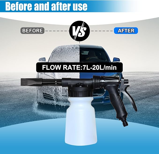 ZIMISI Car Wash Foam Gun, Foam Cannon for Hose, Professional Car Foam Sprayer with 6 Levels Foam Concentration, Spray Gun Cleaner, Connects to Any Garden Hose (Black)