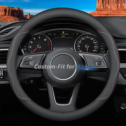 Deer Route Custom-Fit Leather Car Steering Wheel Cover for Mazda, A-Style, 74ff209d-dbd5-43b4-aef7-a2ae111f7a31