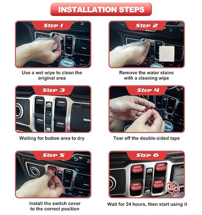 Fits for JL Jeep Upgrade Window Switch Button Cover 4 PCS Compatible with Jeep Wrangler JL JLU 2026-2023 2022 2021 2020 2019 2018&Gladiator JT 2020-2026 Interior Accessories (Matte Metallic Red)