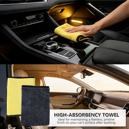 10PCS Car Wheel Cleaning Kit – Metal-Free Rim & Tire Brush Set with Wool Brush, Microfiber Cloths, Wax Pads & Storage Bag, Scratch-Free Detailing Tools for Cars Trucks SUVs RVs