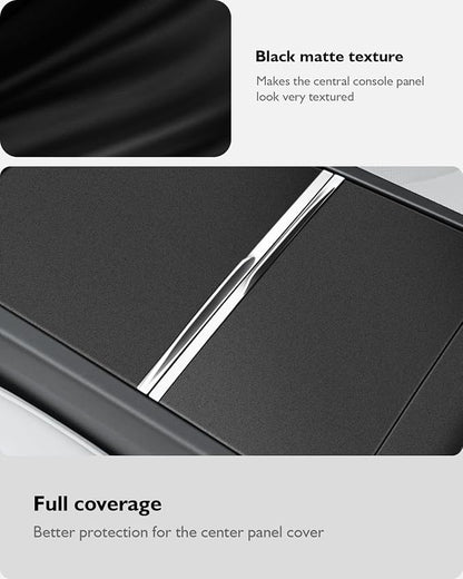 Farmogo Center Console Carbon Kit for Tesla Model Y Juniper 2025-2026 & Model 3 Highland 2024-2026 Accessories 3PCS Center Console Cover Interior Decoration Wrap Kit (Black)