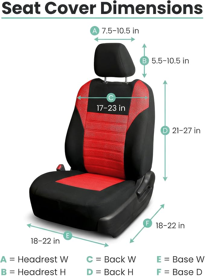 FH Group Automotive Car Seat Covers Front Set Premium 3D Air Mesh Front Seat Covers, Airbag Compatible Universal Fit Interior Accessories for Cars Trucks and SUVs - Red