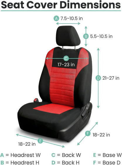 FH Group Automotive Car Seat Covers Front Set Premium 3D Air Mesh Front Seat Covers, Airbag Compatible Universal Fit Interior Accessories for Cars Trucks and SUVs - Red