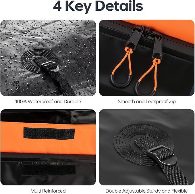 Forluck Waterproof Hitch Mount Cargo Carrier Bag, 20 Cubic Feet Soft Shell Travel Storage Bag (59"x24"x24"), Heavy Duty PVC with 8 Reinforced Straps, Combination Lock & Storage Bag for Truck SUV RV
