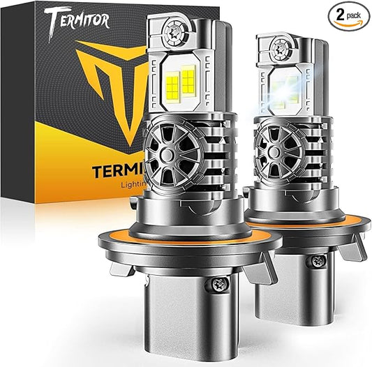 Termitor Brightest H13/9008 LED Bulbs, 10X Brighter 50,000LM, 85K+ Hours Service Life, 6500K Cool White, IP68 Waterproof, 1:1 OEM Size, 3 Minute Installation, Pack of 2