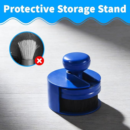 SIMPOR Tire Shine Applicator Brush and Hex Grip Sponge Pad Kit, Soft Bristle Tire Dressing Applicator with Storage Stand, No Mess Car Detailing Wave Foam Sponge Tool for Cleaning Waxing (2 Pack)