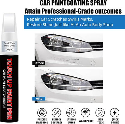 Pearl White Multi-Coat(PPSW) Car Touch Up Paint for Tesla 2-in-1 Car Scratch Repair Pen with Fine Tip&Brush, DIY Color-Code Matched Auto Paint for Rock Chips Door Scratches Paint Nicks Bumper Marks